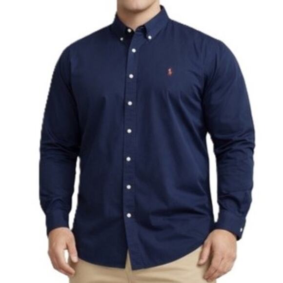Ralph Lauren Mens Long Sleeve Shirt Size XXL Blue Button Down Collar NWT